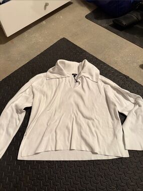 Express White Foldover Collar Long Sleeve Turtleneck Sweater